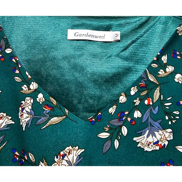 Gardenwed Women's Floral Dress M Green 100% Polyester - Picture 3 of 8